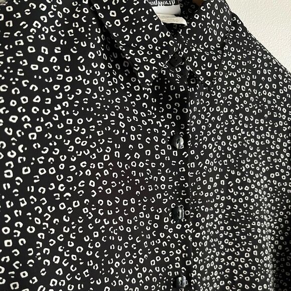 Vintage 90’s abstract black and white button blouse retro unique eclectic - Picture 6 of 10